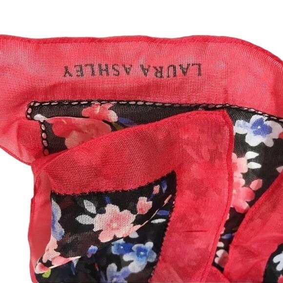 LAURA ASHLEY Floral Print 100% Silk Scarf - Picture 3 of 5
